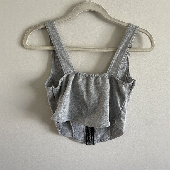 PrettyLittleThing Women 6 Shape Grey Sporty Sweat Zip Detail Crop Tank Top NWT - Picture 10 of 10